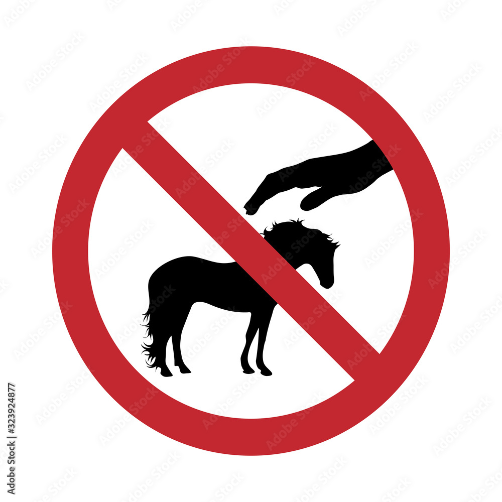 Vector silhouette of do not touch horse mark on white background