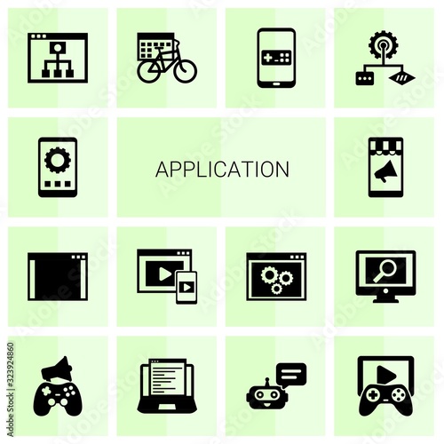 14 application filled icons set isolated on white background