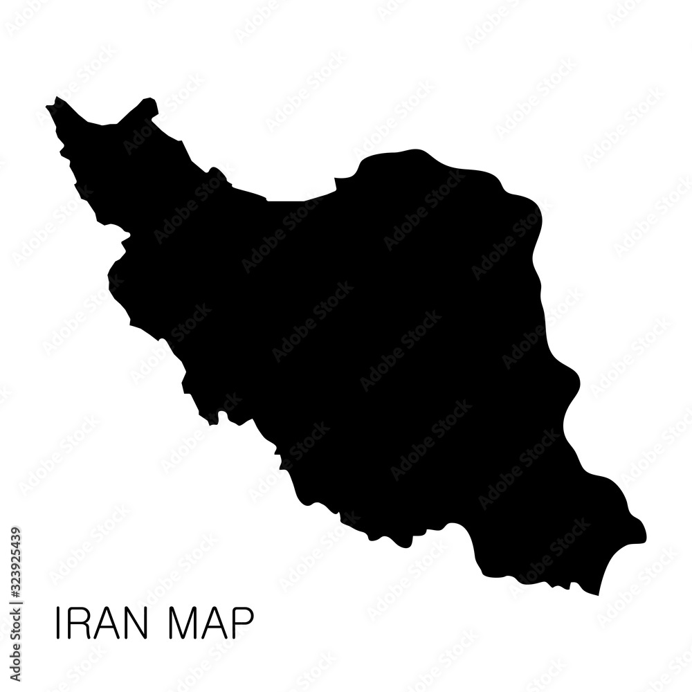 Iran map and country name isolated on white background. Vector illustration