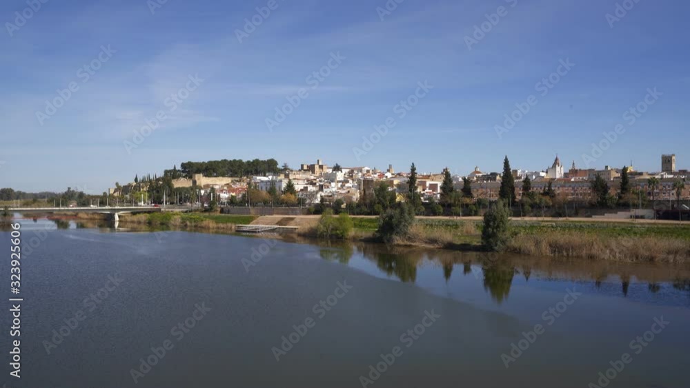 Badajoz city view from Palmas bridge in Spain Badajoz city view from Palmas bridge in Spain