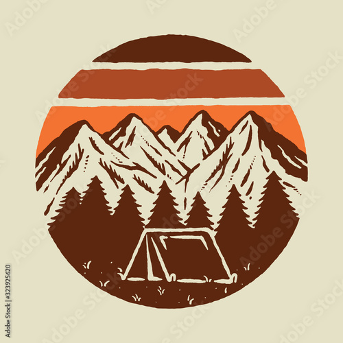 Camp Hike Climb Mountain Nature Wild Graphic Illustration Vector Art T-shirt Design