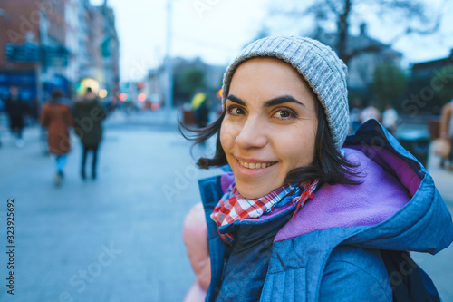 woman in evening street
