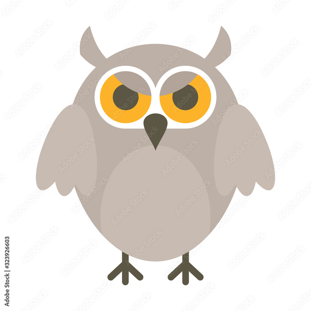 Naklejka premium Angry owl flat icon. Vector angry owl in flat style isolated on white background. Element for web, game and advertising