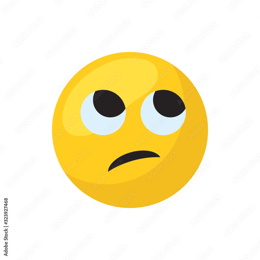 Fototapeta premium Rolling eyes emoji face flat style icon vector design