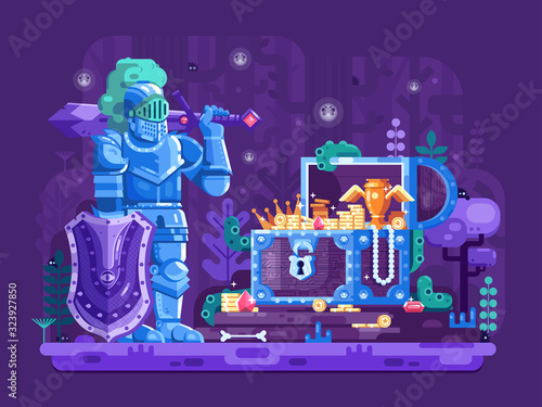 Fantasy Knight Find a Treasure in Fairy Wood