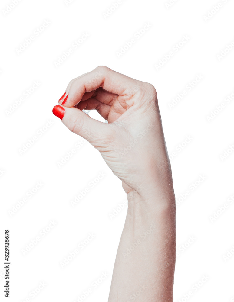 Hand spelling letter o in American Sign Language on white background Hand spelling letter o in American Sign Language on white background