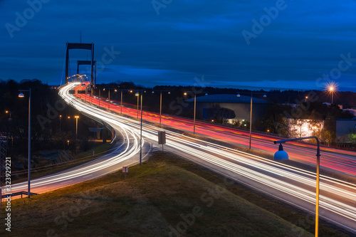 Highway illuminated at night