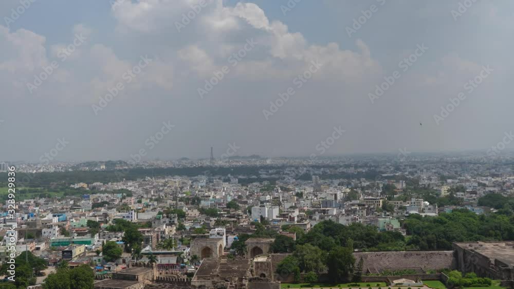 Hyderabad city view from Golconda fort, India 4K timelapse Hyderabad city view from Golconda fort, India 4K timelapse