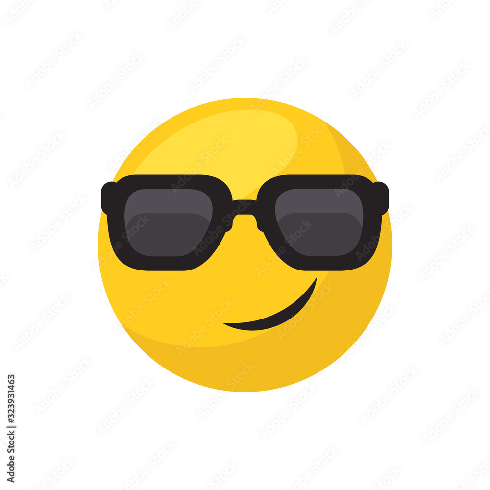 Cool emoji face flat style icon vector design Cool emoji face flat style icon vector design