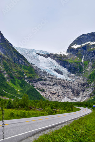 The road to the Boyabreen glacier, which is the sleeve of the large Jostedalsbreen glacier in Norway.