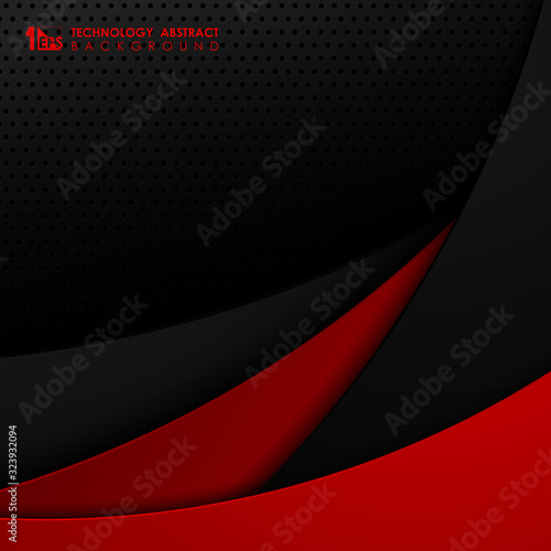 Abstract black and red technology gradient color design of tech template steel background. illustration vector eps10