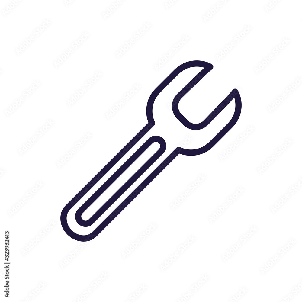 Isolated construction wrench line style icon vector design Isolated construction wrench line style icon vector design