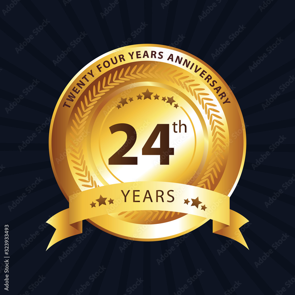 24th anniversary logo with gold ribbon 24th anniversary logo with gold ribbon