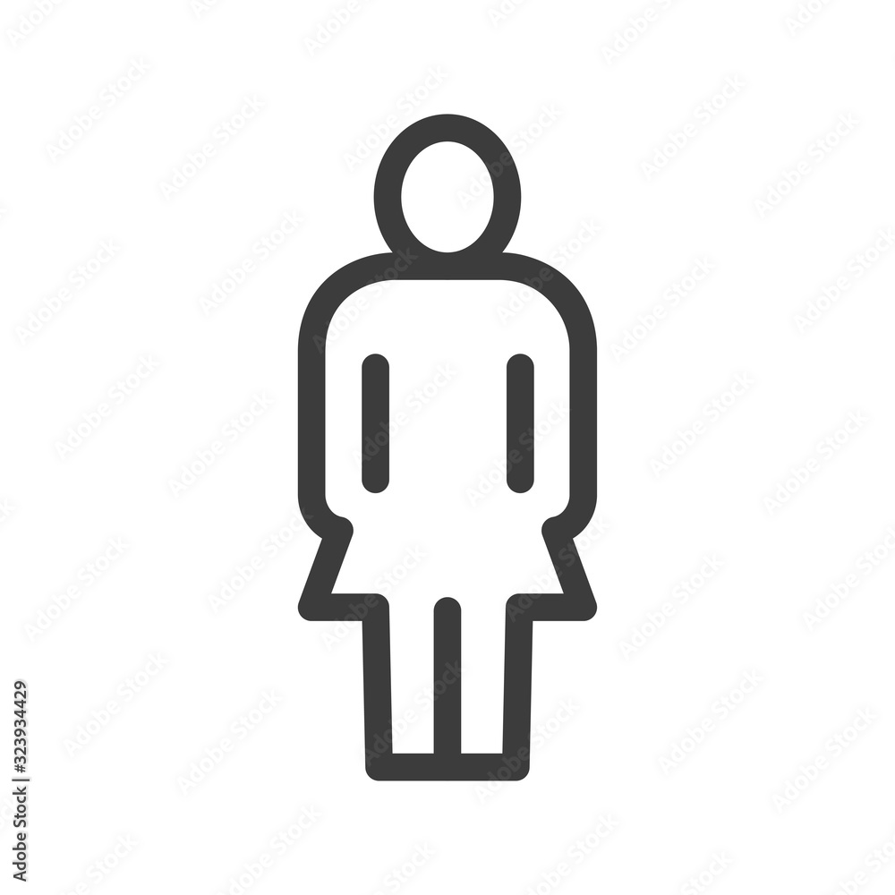 Fototapeta premium WC black line icon. Woman bathroom door sign. Public navigation. Pictogram for web page, mobile app, promo. UI UX GUI design element. Editable stroke.