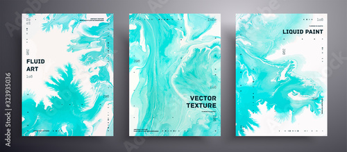 Abstract vector banner, set of modern design fluid art covers. Artistic background that can be used for design cover, invitation, flyer and etc. Blue and white universal trendy painting backdrop
