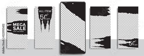 Editable social media post template, Facebook, Instagram story collection and post frame, layout designs, Mockup for marketing promotions, covers, banners, backgrounds, square puzzles, vector elements