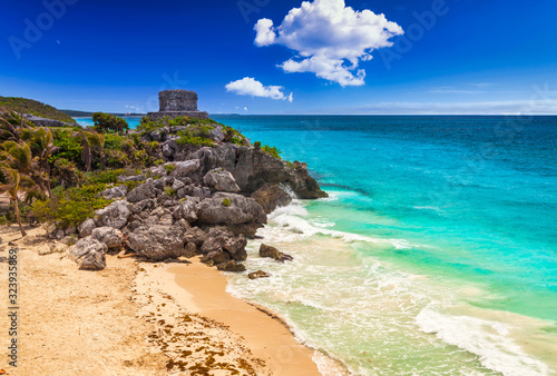 Beautiful Tulum beach at Caribbean sea, Mexico