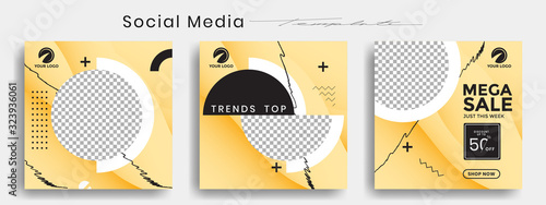 Editable social media templates, Instagram story collections and post frame templates, layout designs, Mockups for marketing promotions, covers, banners, backgrounds, square puzzles, vector elements