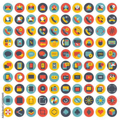 Icon collection for website and mobile applications. Flat vector illustration