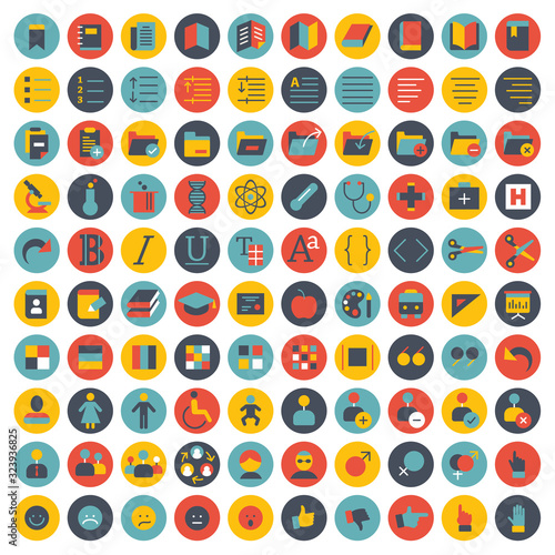 Icon collection for website and mobile applications. Flat vector illustration