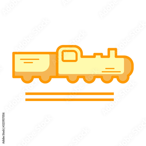 Icon of freight train isolated on white background. Flat style. Cargo train vector illustration.