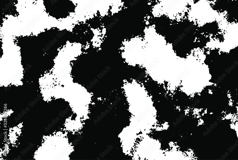 Fototapeta premium Abstract monochrome dark background of chaotic spots. Overlay template. Vector illustration. Ideas for your graphic design, banner, poster, packaging, for site or more