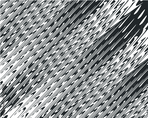 Abstract background with optical illusion wave. Black and white horizontal lines with wavy distortion effect for prints, web pages, template, posters, monochrome backgrounds and pattern