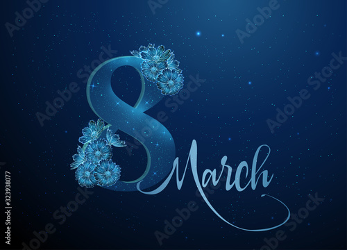Abstract 8 March card with number eight and flowers