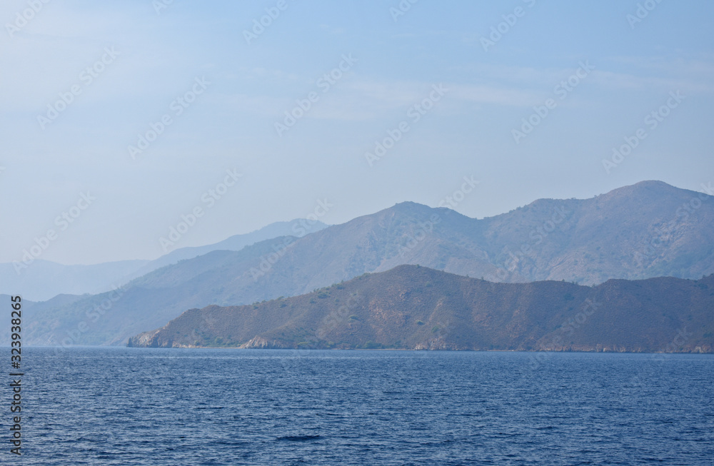 mountains and rocks on the Aegean coast. Turkey mountains and rocks on the Aegean coast. Turkey