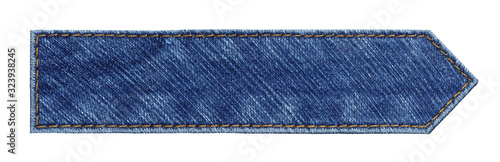 Blue jeans arrow tag, isolated photo