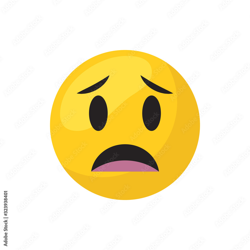 Sad emoji face flat style icon vector design