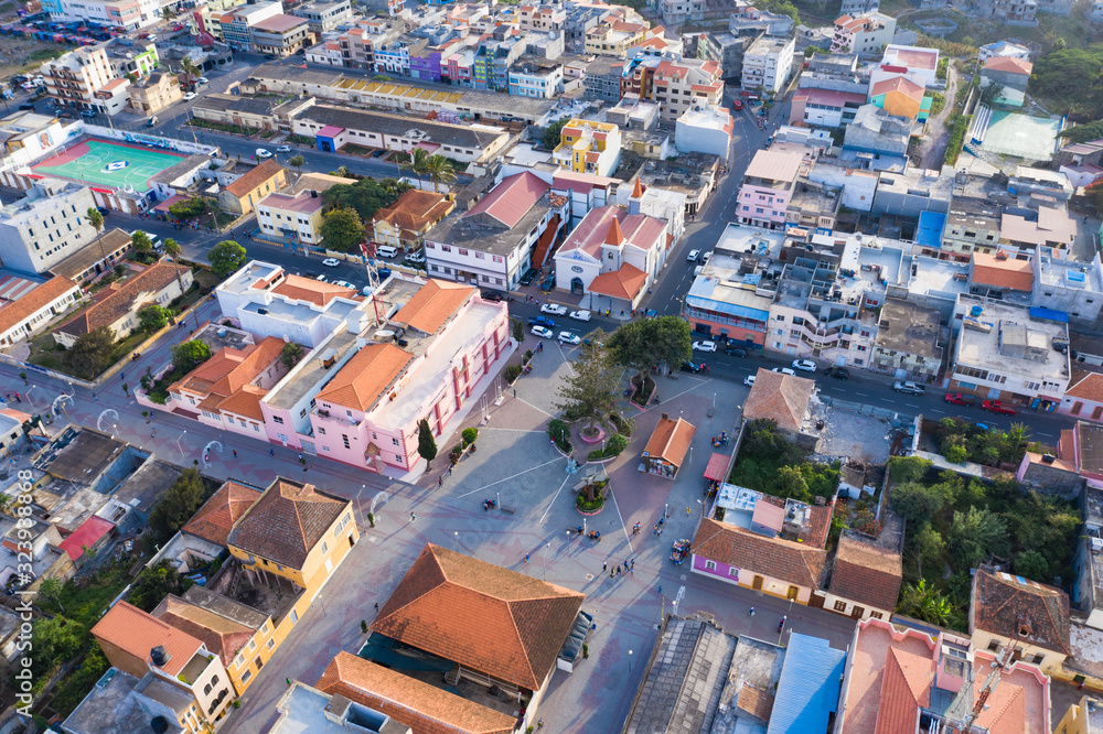 Aerial view of Assomada city in Santa Catarina district of Santiago Island in Cape verde