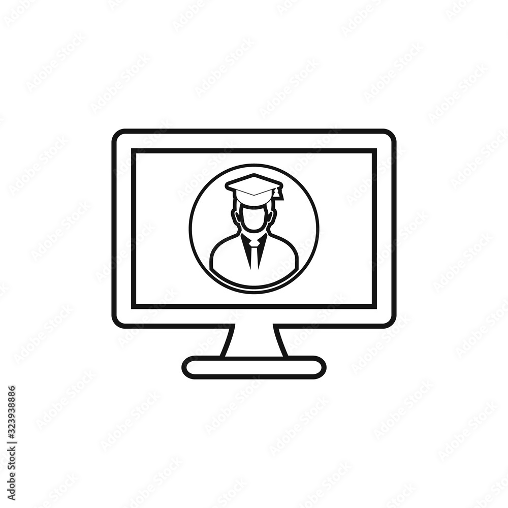 E- Learning line icon. Flat style vector. E- Learning line icon. Flat style vector.
