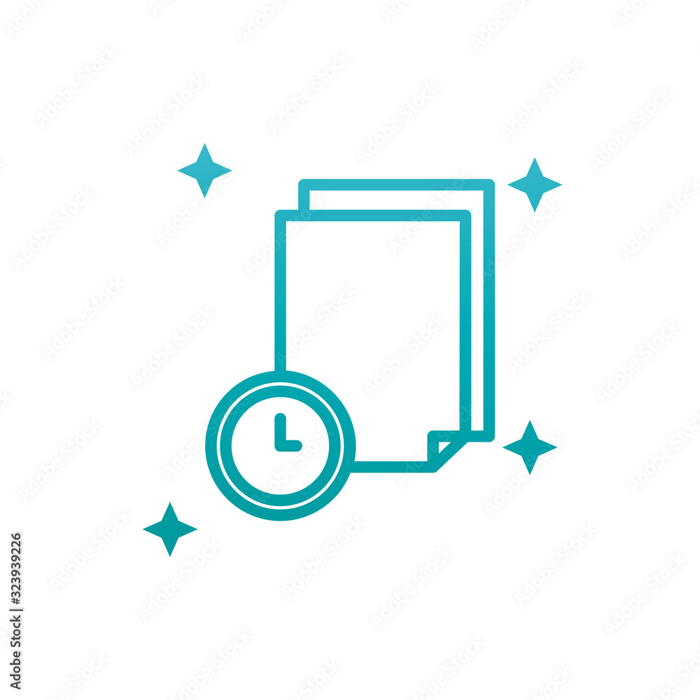Isolated data document and clock gradient style icon vector design Isolated data document and clock gradient style icon vector design