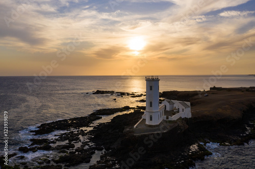 Aerial view of Praia Dona De Maria Pia lighthouse in Santiago - Capital of Cape Verde Islands - Cabo Verde photo