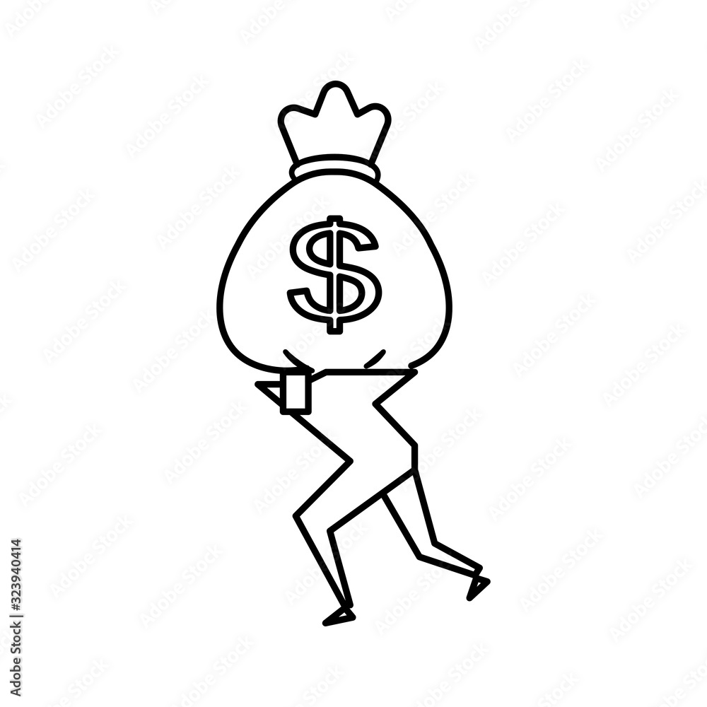 Burden of Debt. Flat style illustration. Outline. Isolated on white background. Burden of Debt. Flat style illustration. Outline. Isolated on white background.