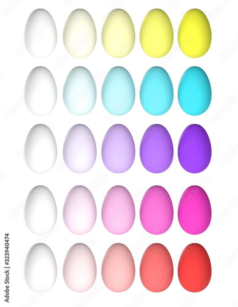 set of colored eggs on a white background ideal for postcards and easter themed backgrounds set of colored eggs on a white background ideal for postcards and easter themed backgrounds