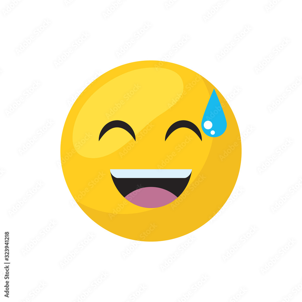 Sweat emoji face flat style icon vector design Sweat emoji face flat style icon vector design