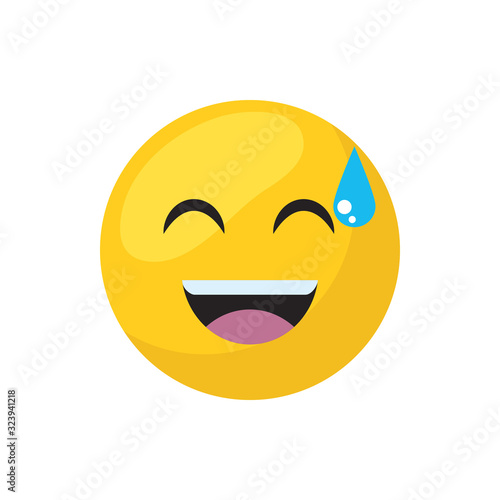Sweat emoji face flat style icon vector design