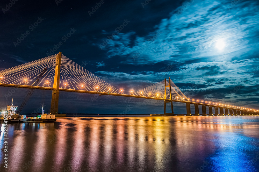 Fototapeta premium Rosario-Victoria Bridge across the Parana River, Argentina
