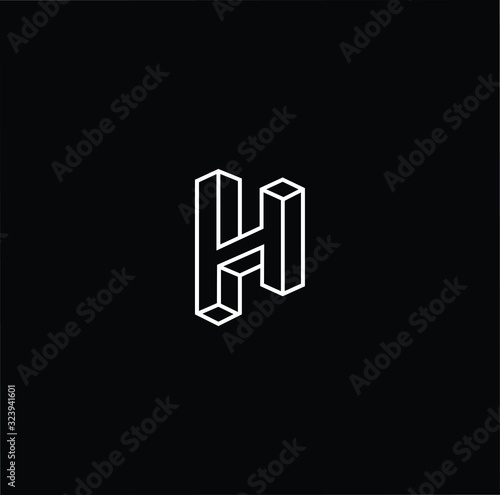 Outstanding professional elegant trendy awesome artistic black and white color 3d H HH initial based Alphabet icon logo. photo