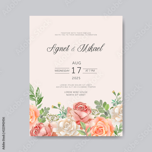 wedding invitation with beautiful and romantic floral themes