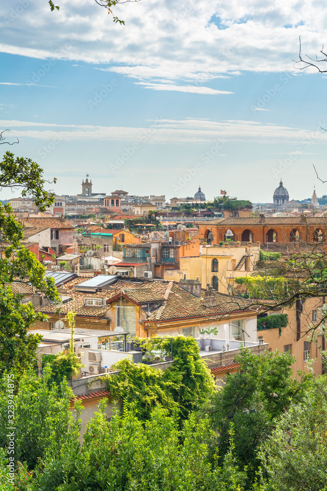 High view over the rooftops of Rome