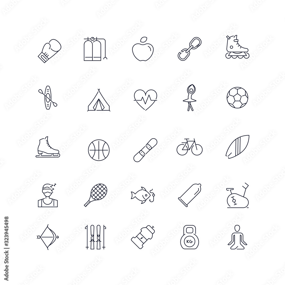 Line icons set. Active life pack. Vector Line icons set. Active life pack. Vector