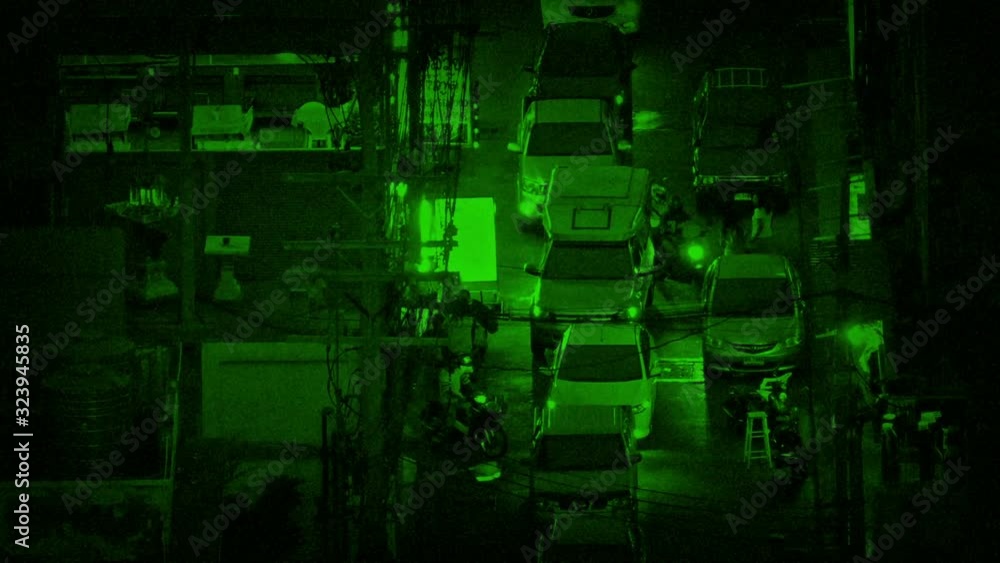 Nightvision View Of Street In Asian Country Nightvision View Of Street In Asian Country