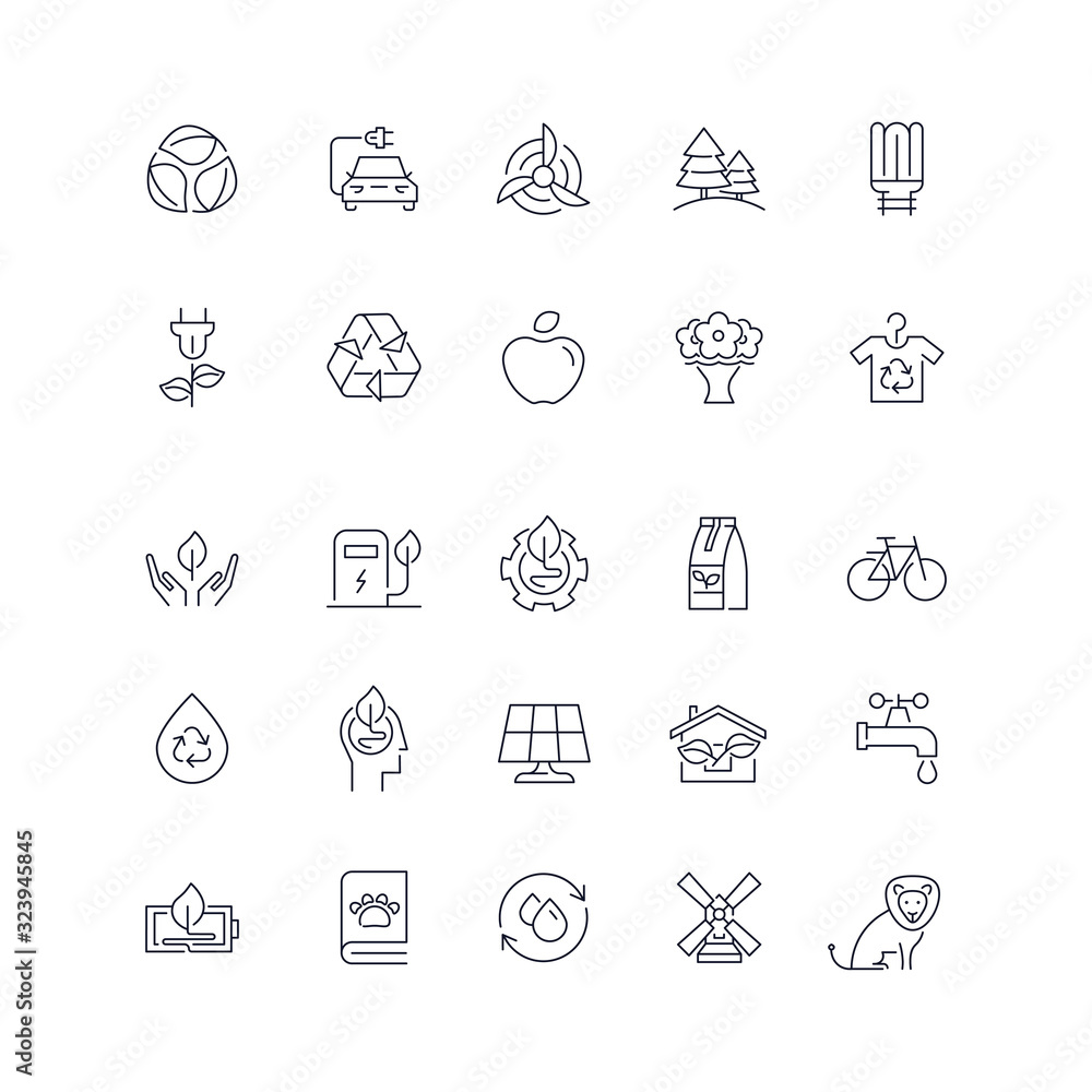Fototapeta premium Line icons set. Eco pack. Vector illustration 