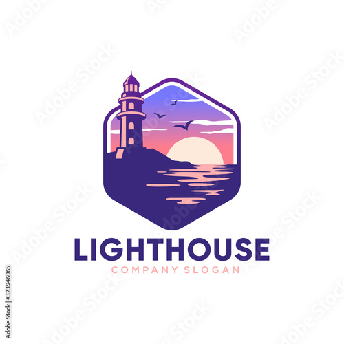 Lighthouse logo design template vector illustration