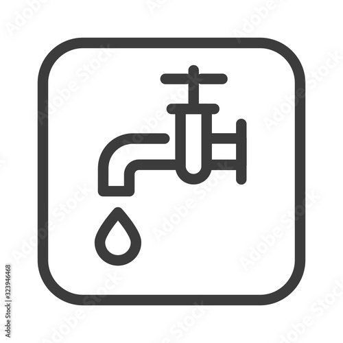 Pipeline tap black line icon. Plumbing services sign. Public navigation. Pictogram for web page, mobile app, promo. UI UX GUI design element. Editable stroke.