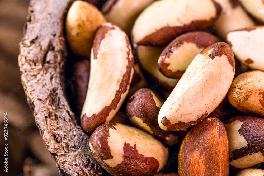 Foods with healthy unsaturated fat. Brazilian Nuts, popularly known in Portuguese as Brazil nuts