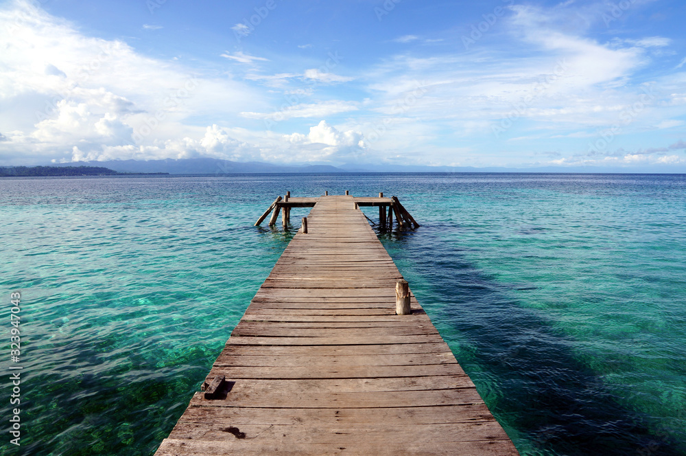 pier of saparua island in Indonesia